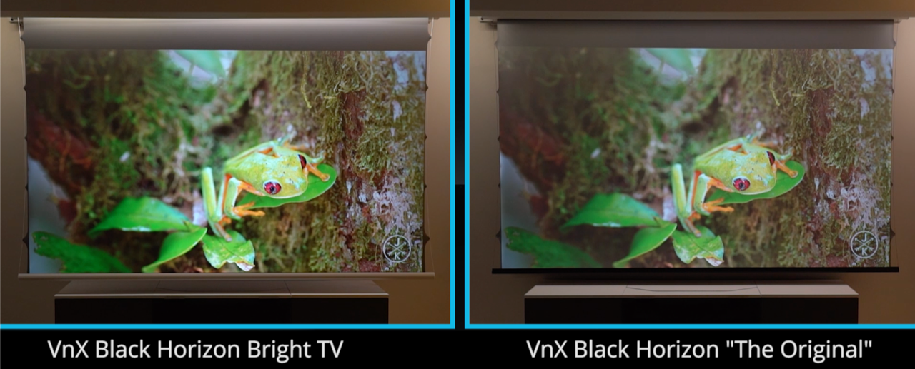 Kontrastunterschiede Black Horizon Leinwand im Vergleich zu Standard Heimkino Leinwänden